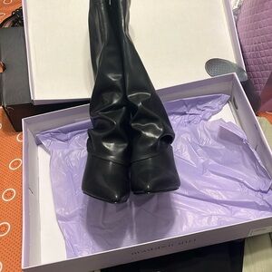 Black PU Leather Women's Boots